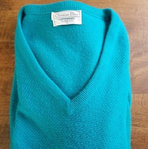 Vintage Christian Dior teal sweater size L